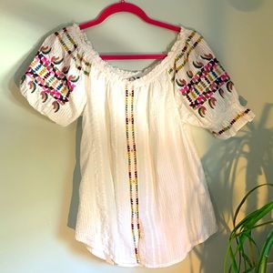 Anthropology boho embroidered shirt